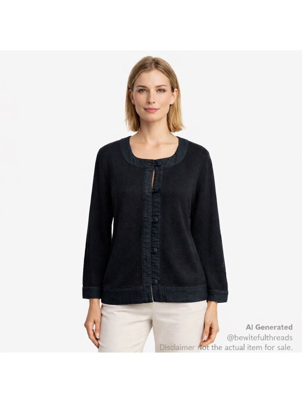 Lafayette 148 L Indigo Linen Toggle Cardigan Quiet Luxury Chic